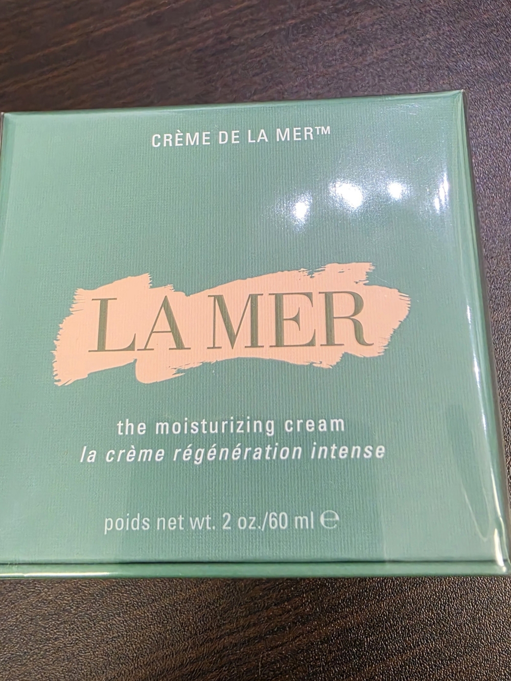 La Mer Moisturizing Cream - Mint Green Box with Peach Logo